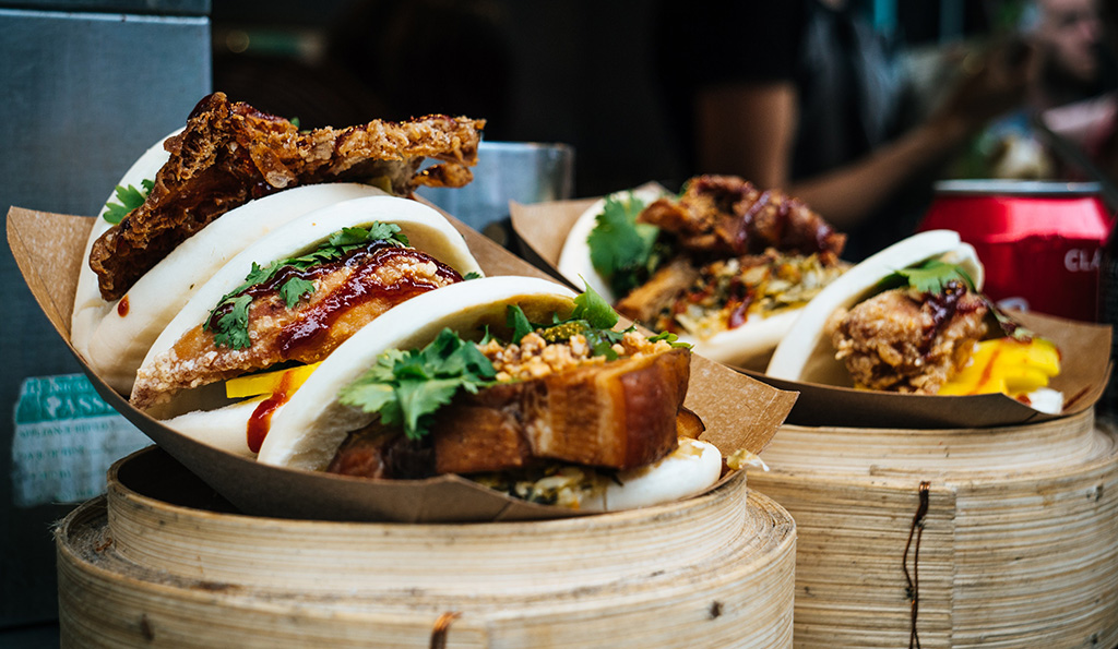 food displayed on food truck window